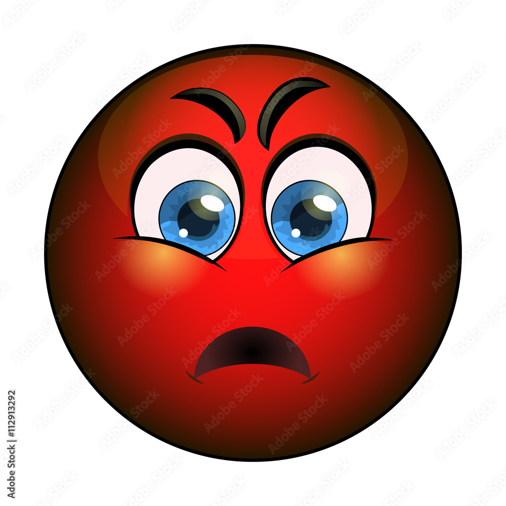 Angry red smiley emoticon. Vector stock Stock Vector | Adobe Stock