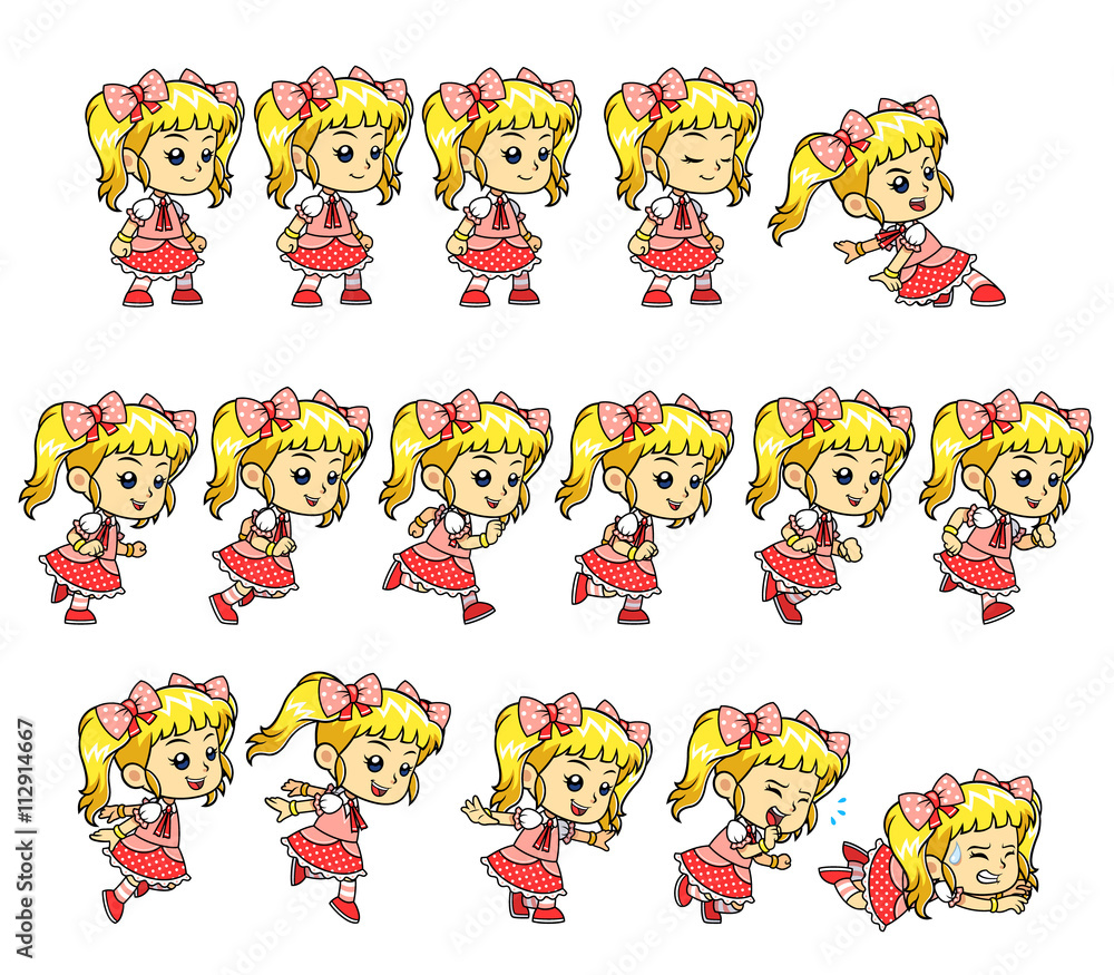Candy Girl Game Sprites. Candy Girl game sprites for side scrolling action adventure endless