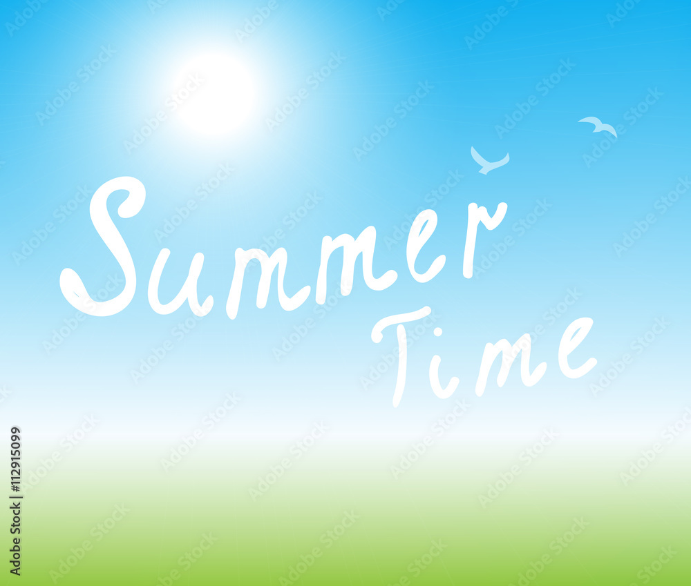 It's Summer time. Summer time background with text. Summer Design.Hand Drawn Lettering Vector