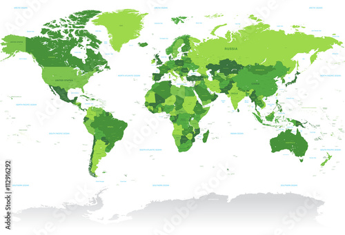 Canvas Print Vctor Green World Map