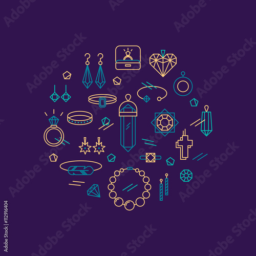 Set of jeweler linear icons.