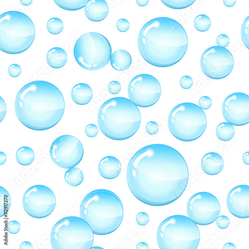 Soap bubbles seamless pattern. Bubbles in water seamless pattern. Circle and liquid, clear soapy shiny, vector illustration