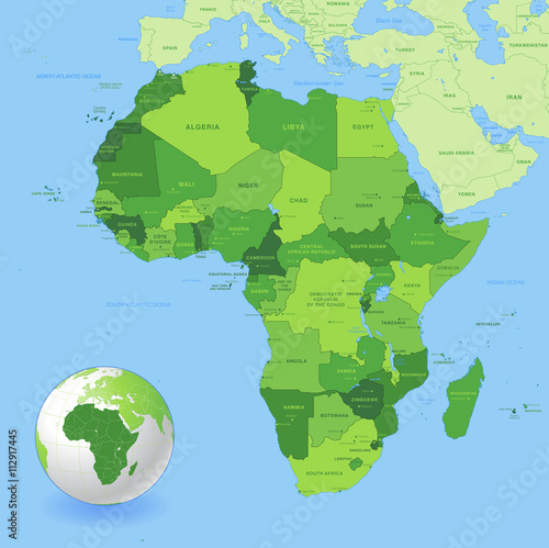 High Detail Green Africa Map © pingebat