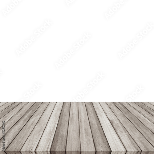 Wood plank brown - gray on white backgroun, Perspective floor.