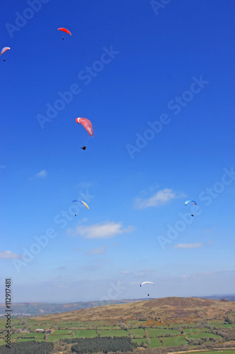Paragliders above Dartmoor