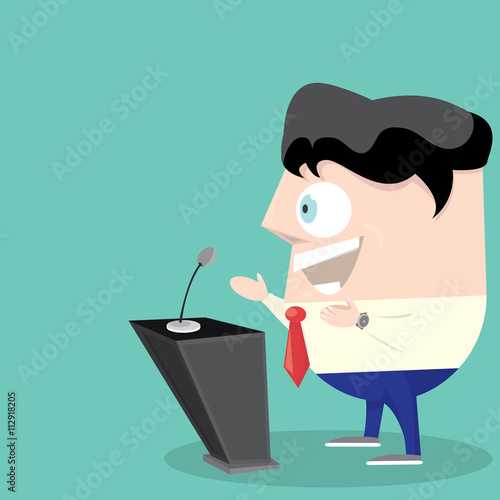 Speaker icon. Orator speaking from tribune