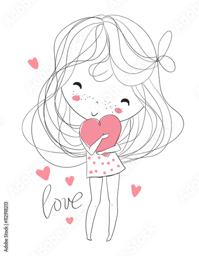 Beautiful girl with a heart.