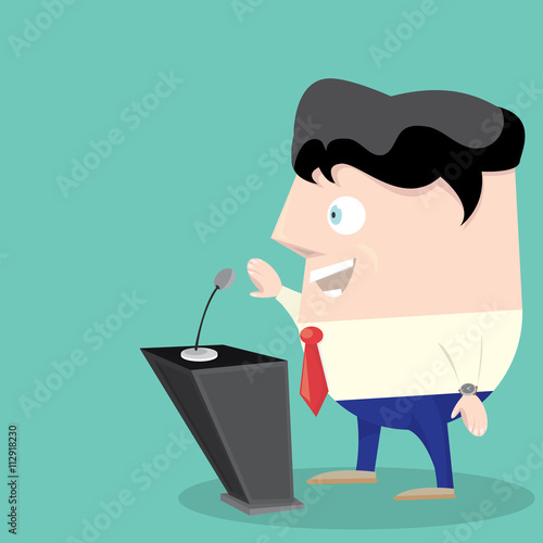 Speaker icon. Orator speaking from tribune