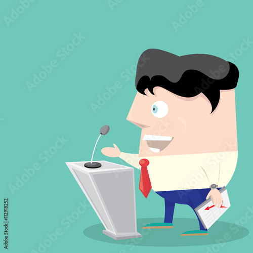 Speaker icon. Orator speaking from tribune