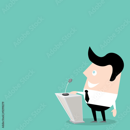 Speaker icon. Orator speaking from tribune