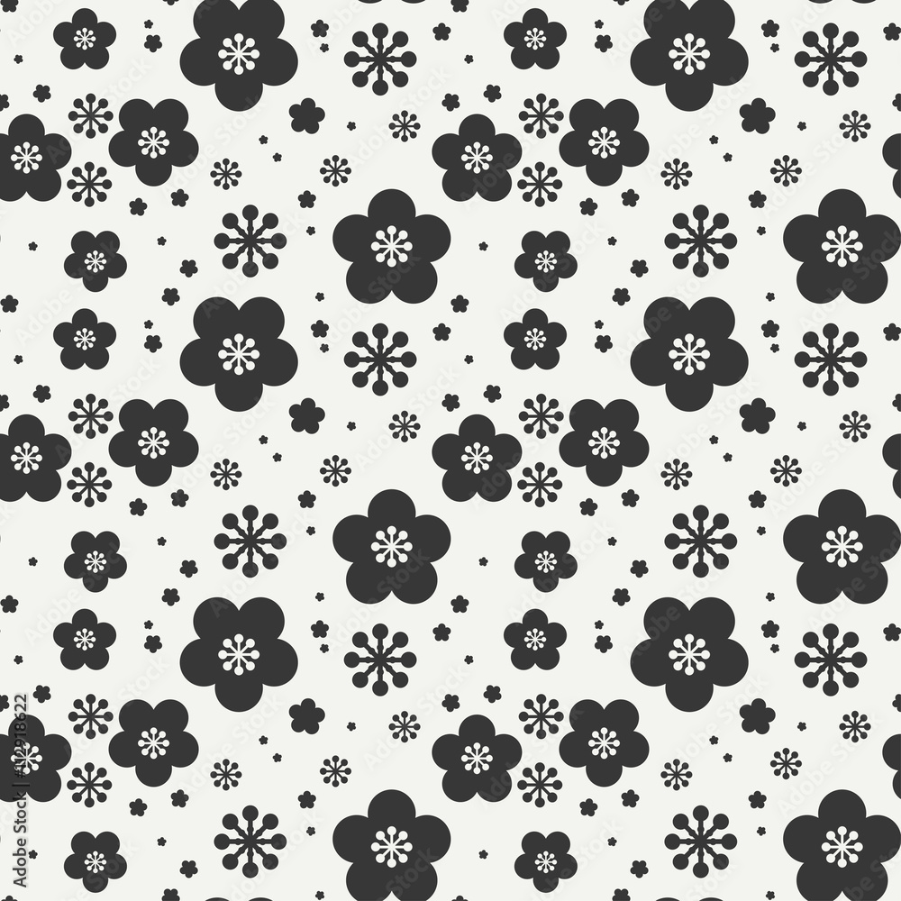 Monochrome abstract seamless floral pattern. Flowers and leaves. Wrapping paper. Scrapbook paper. Tiling. Vector illustration. Spring floral background. Graphic texture. Wallpaper. Floral texture Monochrome abstract seamless floral pattern. Flowers and leaves. Wrapping paper. Scrapbook paper. Tiling. Vector illustration. Spring floral background. Graphic texture. Wallpaper. Floral texture