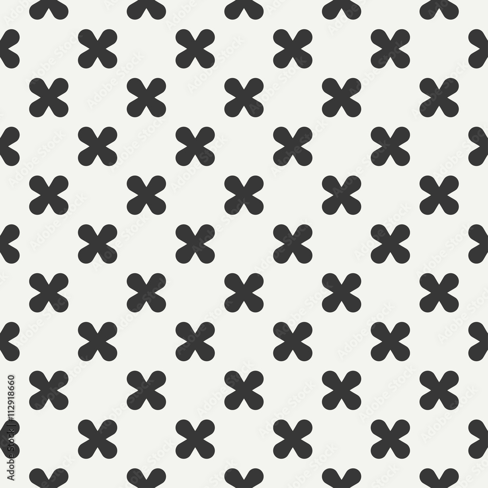 Fototapeta premium Geometric lmonochrome abstract hipster seamless pattern with cross, plus. Wrapping paper. Scrapbook paper. Tiling. Vector illustration. Background. Graphic crosses texture for your design, wallpaper.