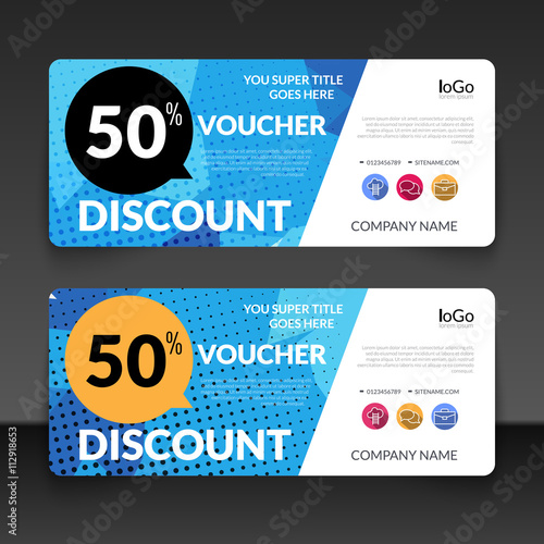 Gift voucher market offer template layout with colorful modern triangle business design. Certificate special discount buy coupon