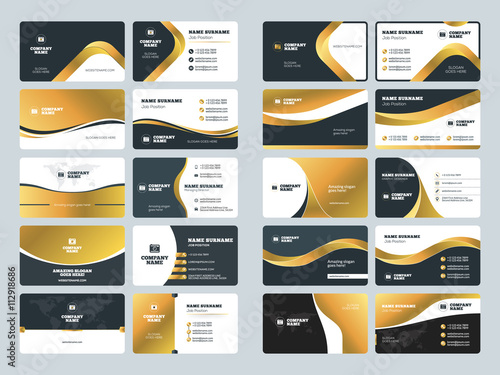 Set of creative golden business card design templates