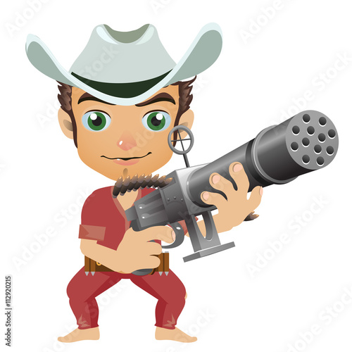 Man in the hat armed with machine gun