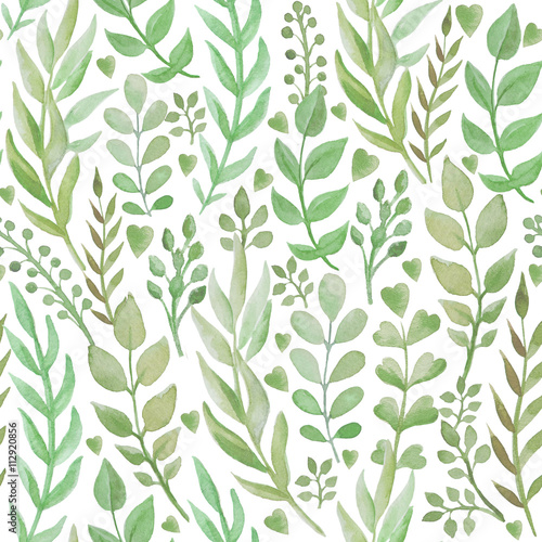 Seamless pattern with hand drawn watercolor herbs.