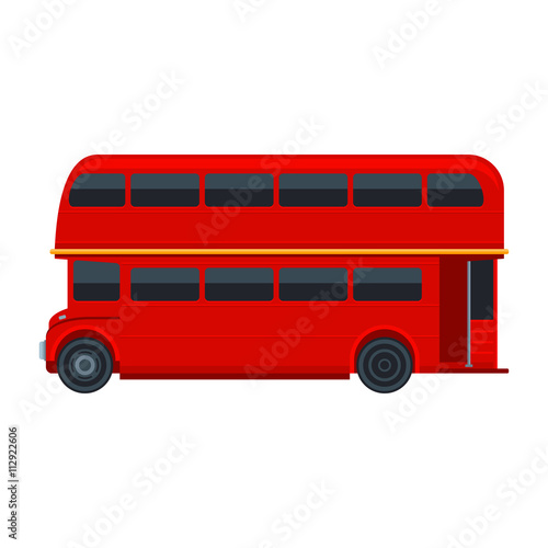 Red London Double Decker Bus isolated on white background. Vector