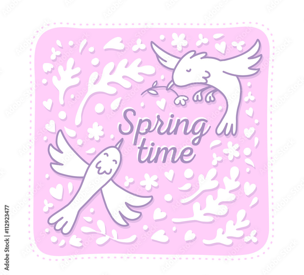 Vector illustration for spring season. Spring floral of pink col