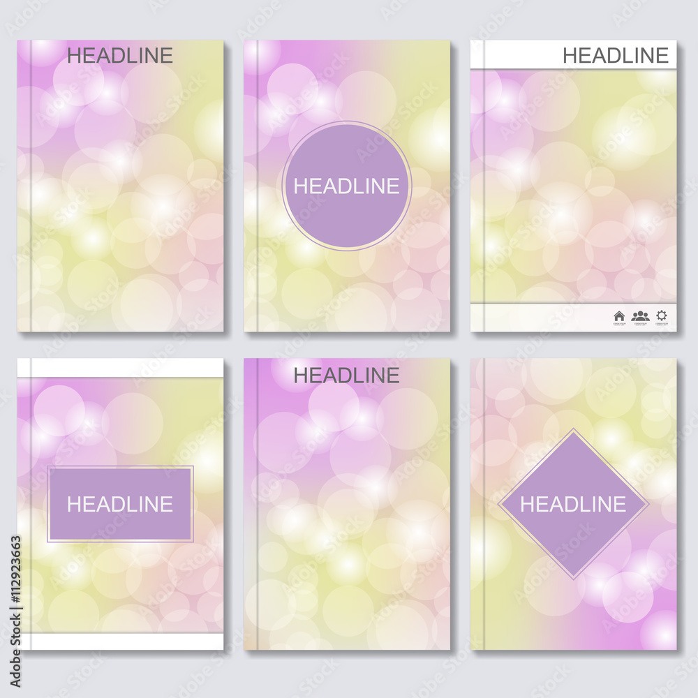 Modern vector templates for brochure, flyer, cover magazine or report in A4 size, Abstract blurred background.