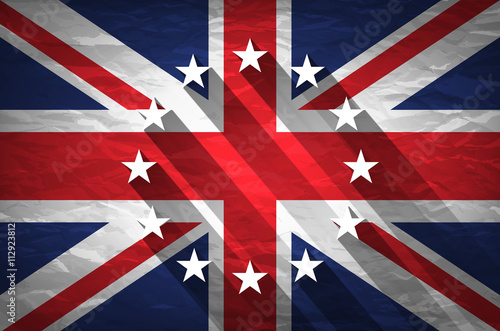 United Kingdom and European union flags combined for the 2016 referendum on crumpled paper background. Vintage effect brexit