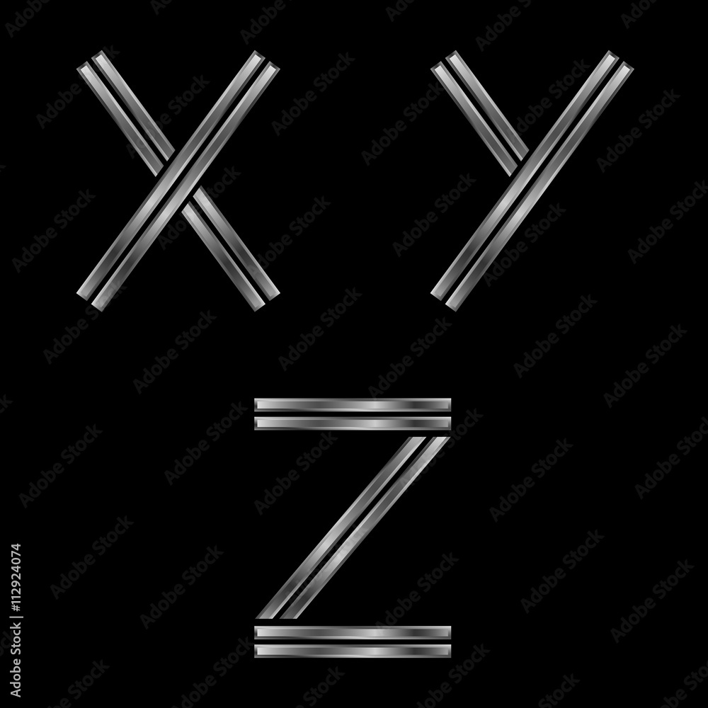 XYZ silver letters XYZ silver letters