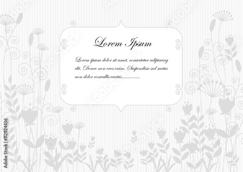 background silhouettes grey flowers on white background with space for text.vector illustration
