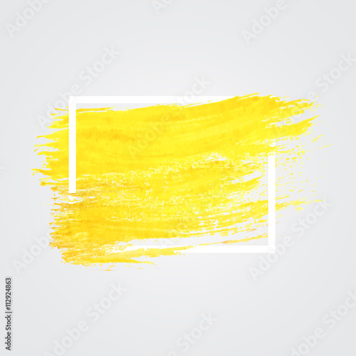 Bright yellow vector brush stroke in frame