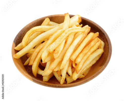 appetizing french fries on a white background