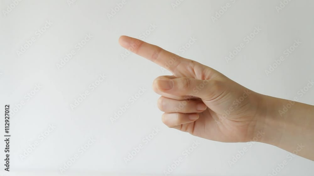 Woman's finger pointing or touching on white background Woman's finger pointing or touching on white background