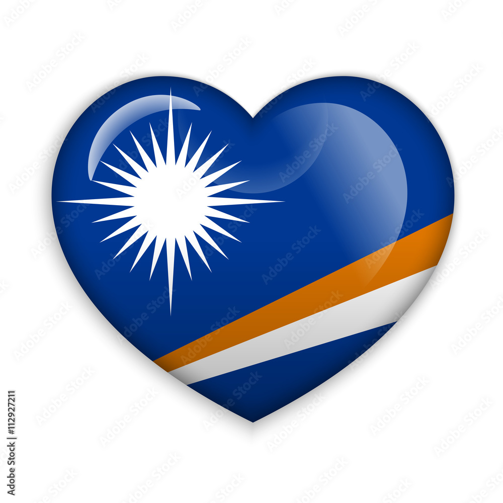 Obraz premium Love Marshall Islands. Flag Heart Glossy Button