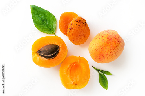 Fresh and dry apricot isolated