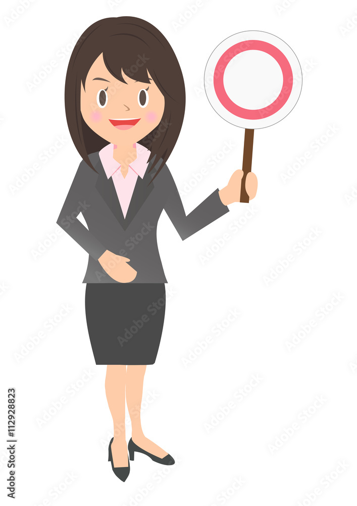 正解を表す女性会社員 正解を表す女性会社員