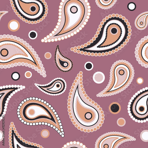 Ethnic boho seamless pattern with Paisley. Print. Repeating background. Cloth design, wallpaper.
