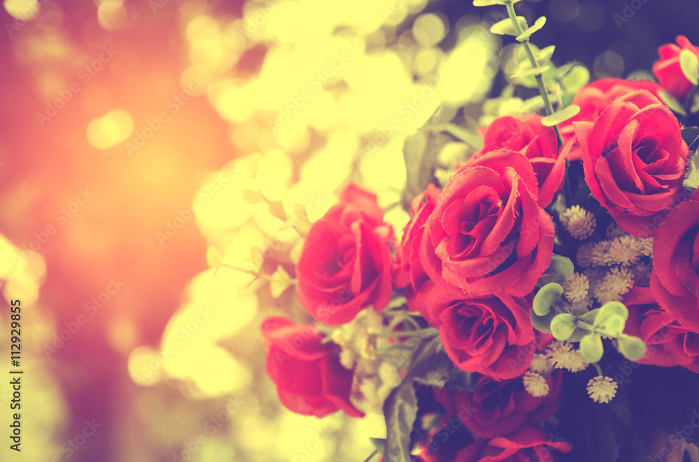 bunch of red rose flower on table with nature blur background bunch of red rose flower on table with nature blur background