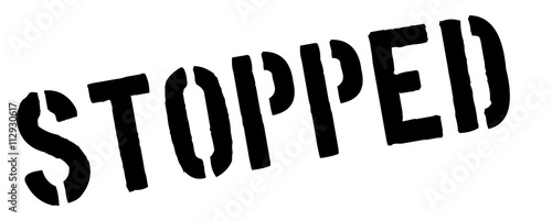 Stopped black rubber stamp on white
