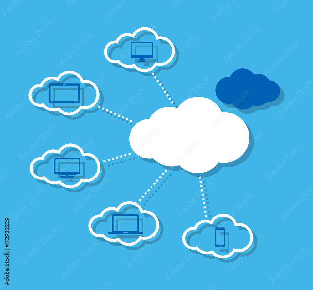 Obraz premium Cloud computing concept with icons