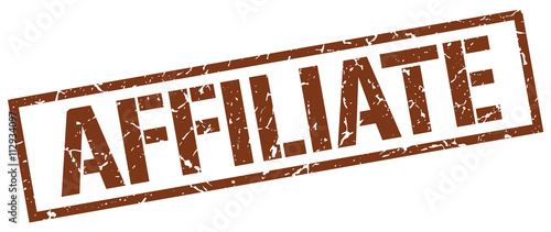 affiliate brown grunge square vintage rubber stamp