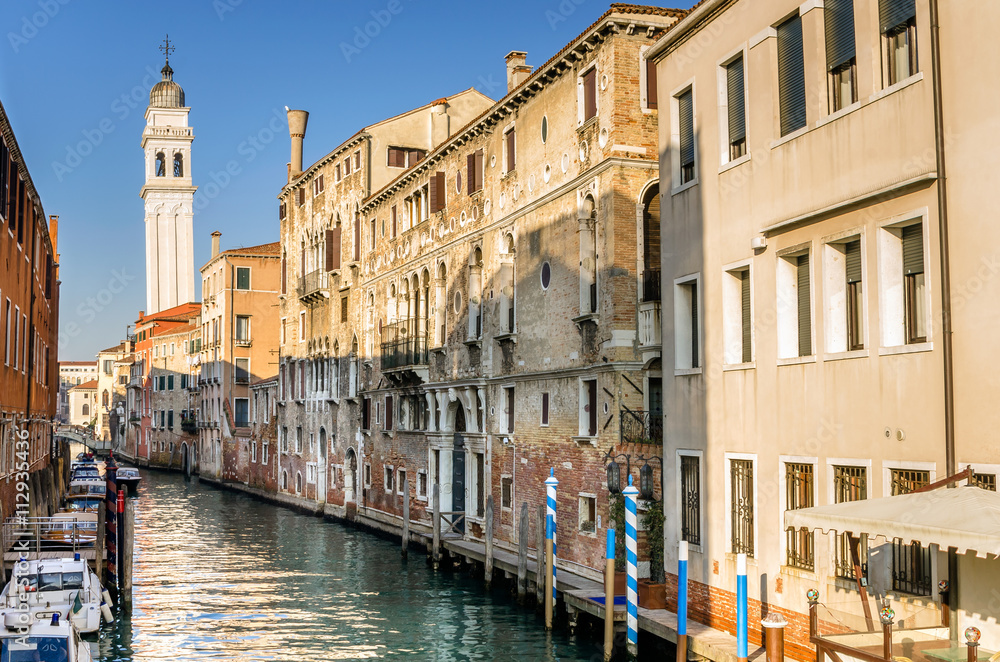Venice Canal Lined with old Buildings