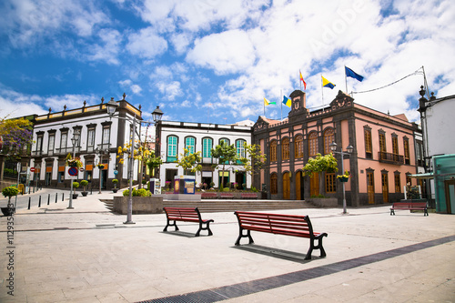 Town hall at dusk in Arucas ancient touristic town, Gran Canaria photo
