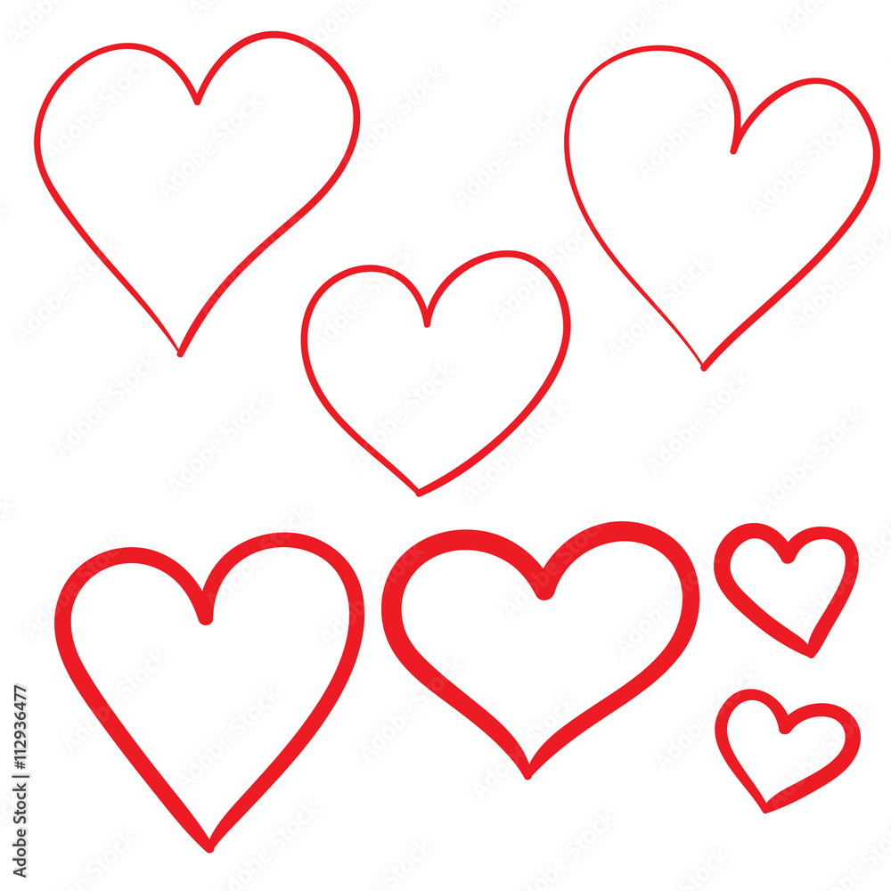 Hand drawn hearts set Hand drawn hearts set