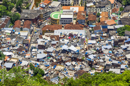 Aerial view of favela Santa Marta (Santa Marta slum) in Rio de Janeiro, Brazil. © R.M. Nunes