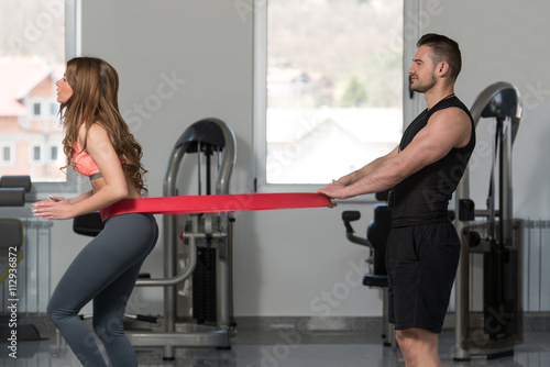 Couple Train Together With Resistance Bands