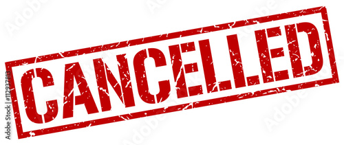 cancelled red grunge square vintage rubber stamp
