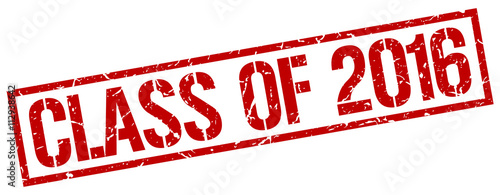 class of 2016 red grunge square vintage rubber stamp
