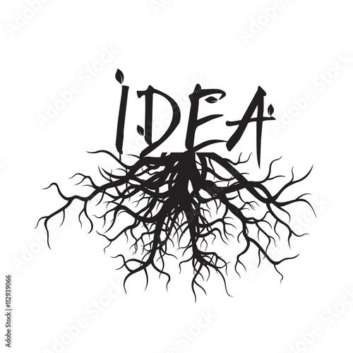 Shape of black Roots and IDEA. Vector Illustration.