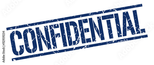 confidential blue grunge square vintage rubber stamp
