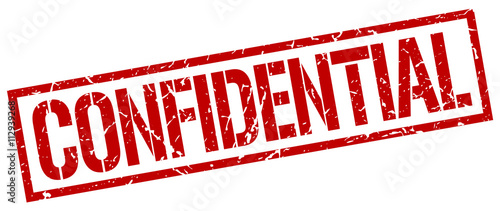 confidential red grunge square vintage rubber stamp