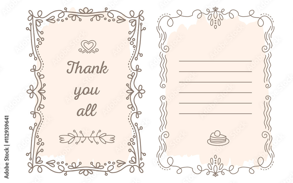 Vector template of greeting card with lace frame with inscriptio Vector template of greeting card with lace frame with inscriptio