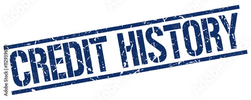credit history blue grunge square vintage rubber stamp