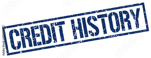 credit history blue grunge square vintage rubber stamp